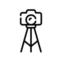 camera tripod Line Icon White Background vector