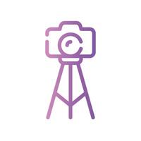 camera tripod Line Gradient Icon White Background vector