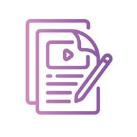 script Line Gradient Icon White Background vector
