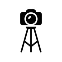 camera tripod Glyph Icon White Background vector