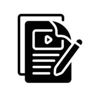 script Glyph Icon White Background vector