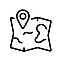 map Line Icon White Background vector