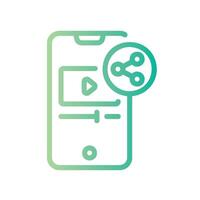 videosharing Line Gradient Icon White Background vector