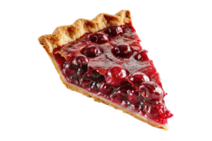 A slice of pie with cranberries on a transparent background png