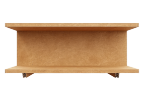 A shelf with a brown surface on a transparent background png