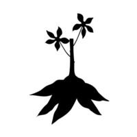 cassava root silhouette with leaves vector