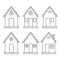 set of home icon with one outline vector