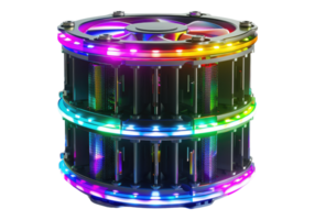 A multi colored lighted computer case png