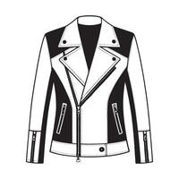 A designer-inspired jacket with exaggerated lapels, oversized zippers, and vibrant Black and White silhouette vector
