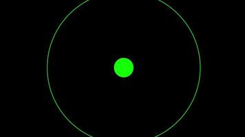 Animation of striking visual of concentric green circles with a central dot, set against a black background, symbolizing precision and focus in location tracking, for GPS technology and navigation video