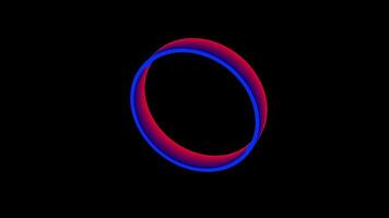 Animation of striking toroidal shape showcases a blend of red and blue gradients, evoking a sense of movement and energy in a minimalist style. video