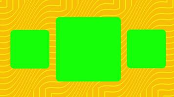 Animation of striking template featuring bold green squares against a vibrant yellow background with subtle wave patterns video