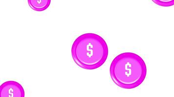 Animation of Pink dollar symbols float against a white background, creating a playful and vibrant representation of financial concepts and currency video