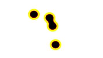 Animation of collection of abstract shapes in black outlined with vibrant yellow and red creates a striking visual contrast and playful energy video
