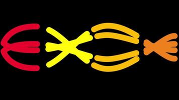 Animation of colorful line shape composed of flowing lines in yellow, orange, and red creates a dynamic and playful visual representation video