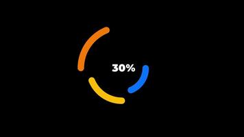 Animation of vibrant loading graphic featuring concentric circles in orange and blue, displaying a progress percentage, symbolizing ongoing activity perfect for applications and user interfaces video