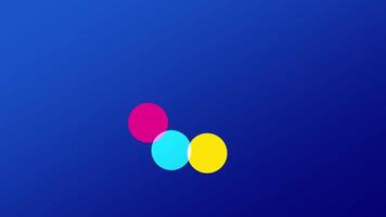 Animation of Three overlapping circles in yellow, blue, and pink create a playful and vibrant composition against a gradient blue background video