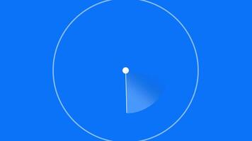 Animation of navigation compass featuring a blue background and a white angular pointer, symbolizing direction and orientation in a clear and modern, perfect for GPS applications and digital mapping video