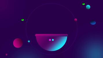 Animation of mesmerizing cosmic bowl design surrounded by colorful orbs, set against a deep purple backdrop, creating a sense of depth and mystery video