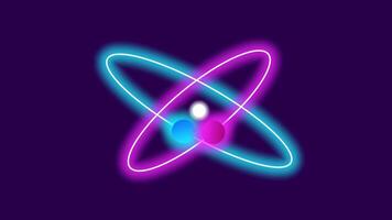 Animation of striking representation of atomic structure with vibrant orbs and glowing rings, set against a dark background, symbolizing energy and connection video