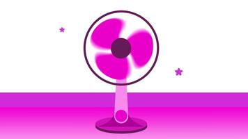 Animation of playful pink fan illustration with colorful blades, set against a bright background, creating a fun and lively atmosphere, perfect for summer vibes video