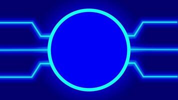 Animation of futuristic blue circuit board design with a central circle, surrounded by glowing lines on a dark background, evoking technology and innovation video