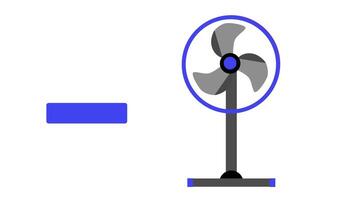Animation of sleek fan design in gray and blue, showcasing a simple interface with a blue button, emphasizing functionality and modern aesthetics video