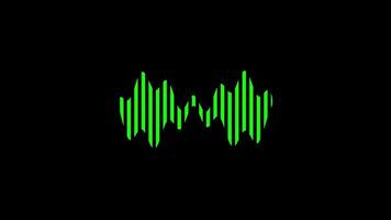 Animation of digital soundwave graphic in green, set against a black background. The design is sleek and modern, symbolizing audio or communication technology video