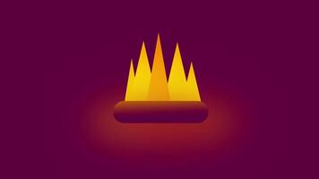 Animation of campfire representation of flames, featuring sharp peaks in vibrant yellow against a deep maroon background, evoking warmth and energy video