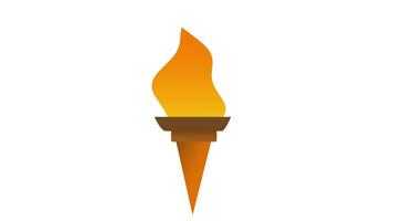 Animation of stylized torch with a bright orange flame and a brown handle, set against a white background. The design is simple and modern, symbolizing light and energy video