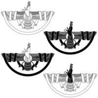 Zoroastrian winged solar disk with ribbon vector
