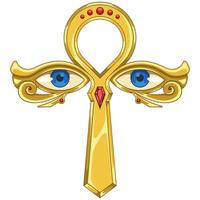 Ansate cross with eyes of Horus vector