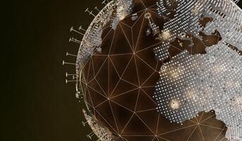 Technology globe, modern communication, global connection background, 3D illustration photo