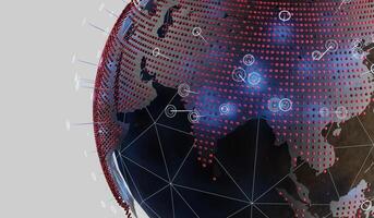 Technology globe, modern communication, global connection background, 3D illustration photo