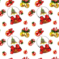 colored paper jointless tiles in traditional colors with Christmas elements. Digital hand-painted snow globes, balls with bows for the Christmas wrapping png