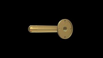 Golden Door Knob Rotating on a Transparent Background. Seamless Loop. 4K video