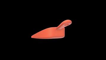 3D Plastic Dustpan Rotating on a Transparent Background. Seamless Loop. 4K video