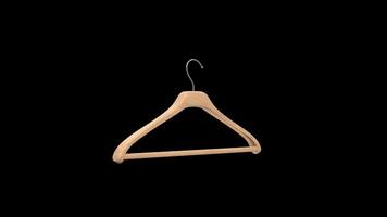 Wooden Cloth Hanger Rotating on a Transparent Background. Seamless Loop. 4K video