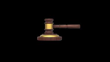 Gavel of the Judge Striking the Block. Symbol of Justice Transparent Background. 4K video