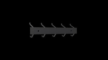 Hook Rack Rotating on a Transparent Background. Seamless Loop. Hook Rail 3D. 4K video