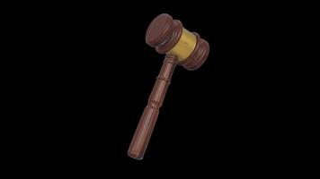 Gavel Rotating on a Transparent Background. Seamless Loop. Mallet of the Judge 4K video