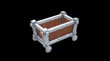3D Stylized Mine Cart Rotating on a Transparent Background. Seamless Loop. 4K video