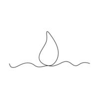 World water day single line art, continuous one line drawing of Isolated outline art water drop icon, vector