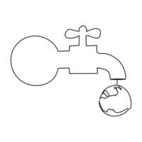 World Water Day continuous single line art and one line water drop outline illustration, vector