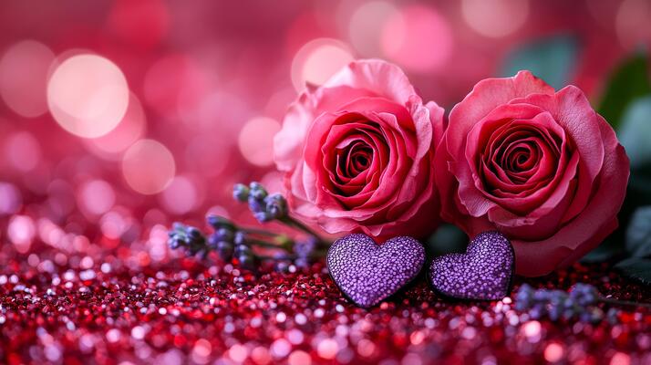 Red Roses & Purple Open Heart Red Roses & Purple Open Heart
