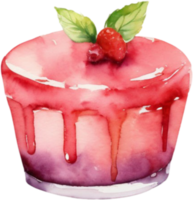 A watercolor cake with raspberry sauce png