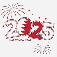 Happy New Year 2025 with the Flag of Bahrain vector