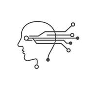 Head profile with circuit lines vector