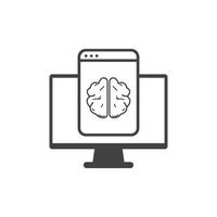 Computer screen with brain icon vector