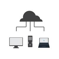 Cloud computing connects desktop tower and laptop vector